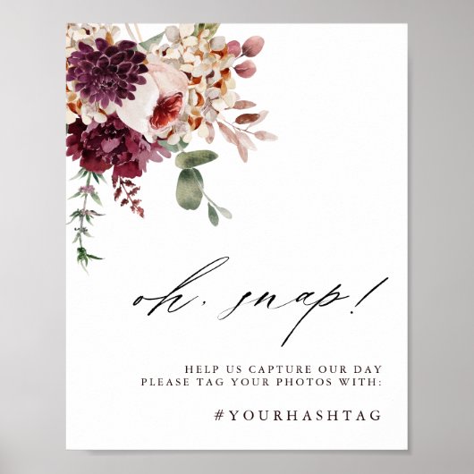 Herbst Romance Floral Oh Snap Hochzeit Zeichen Poster (Vorne)