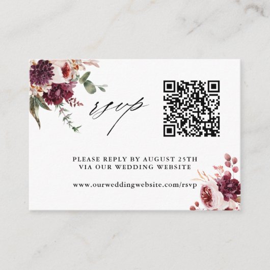Herbst Romance Floral Wedding QR Code UAWG Begleitkarte (Vorderseite)