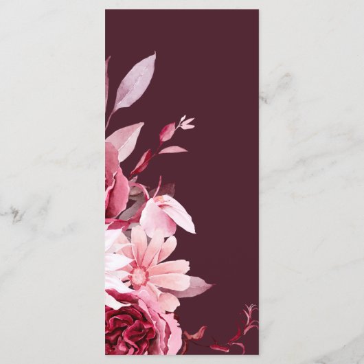 Herbst Romance Gold Frame Burgundy Wedding Menükarte (Rückseite)