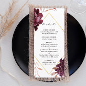 Herbst Romance Gold Frame Burgundy Wedding Menükarte