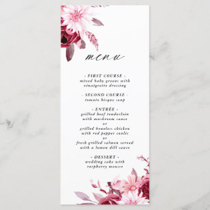 Herbst Romance Gold Frame Burgundy Wedding Menükarte