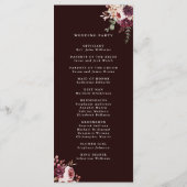 Herbst Romance Gold Frame Burgundy Wedding Programm (Rückseite)