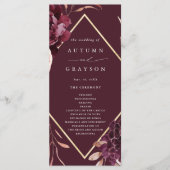 Herbst Romance Gold Frame Burgundy Wedding Programm (Vorderseite)