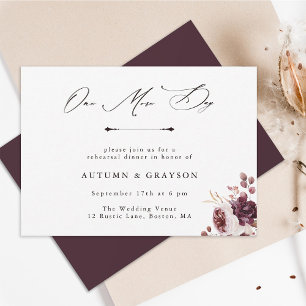 Herbst-Romanze Florale Hochzeitsprobe Dinner Einladung