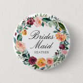 Herbst Rose Blume Blumenkraut Brautjungfrau Button (Vorderseite)