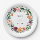 Herbst Rose Blume Blumenzeremonie Pappteller (Vorderseite)