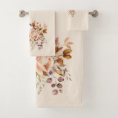 Herbst Rose Blume Orangen Rostgelb Lila Badhandtuch Set (Insitu)