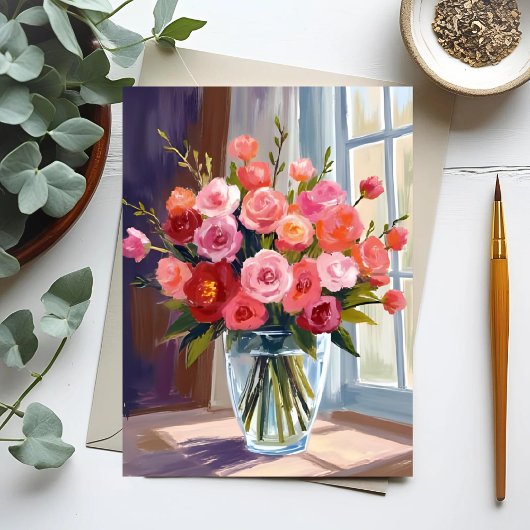 Herbst Rose Bouquet Floral Fall Postkarte