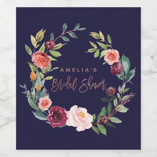 Herbst Rose Gold Brautparty Weinetikett (Einzelnes Label)