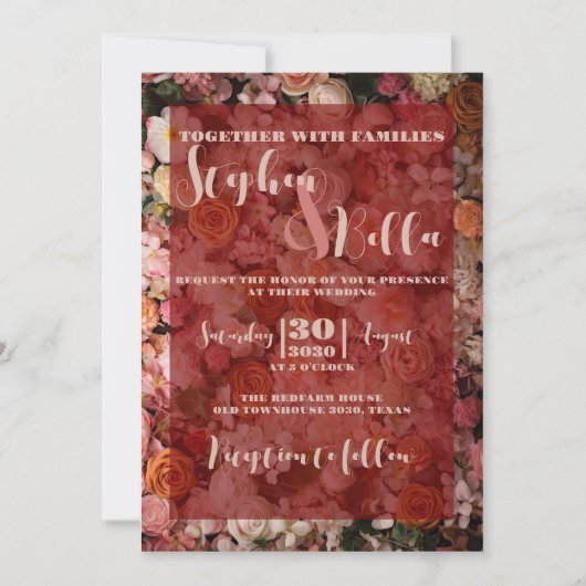 Herbst-Rose Hochzeitsfeier Einladung (Vorderseite)