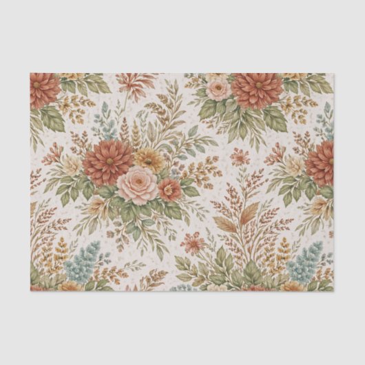 Herbst-Roségarten-Blumenmuster Seidenpapier (Vorderseite)