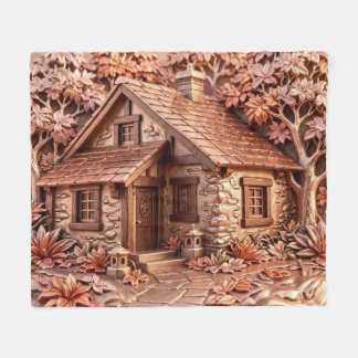 Herbst-Roségold Cottage Metall Relief Kunst Fleecedecke