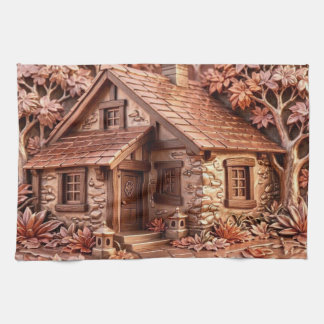 Herbst-Roségold Cottage Metall Relief Kunst Geschirrtuch