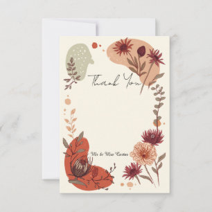 Herbst-Rost-Blumenrand-Hochzeit-Dankeskarten Dankeskarte