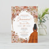 Herbst Rost Orange Blätter Quinceanera Einladung (Stehend Vorderseite)