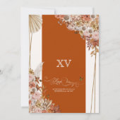 Herbst Rost Orange Blätter Quinceanera Einladung (Rückseite)