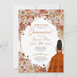 Herbst Rost Orange Blätter Quinceanera Einladung
