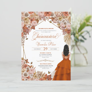 Herbst Rost Orange Blätter Quinceanera Einladung