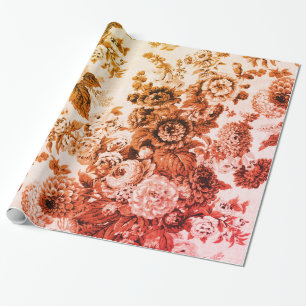 Herbst Rot Gelb Ton Vintage Blumen Toile Geschenkpapier