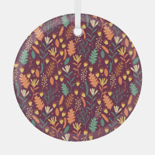 Herbst Rot-Orange Vintage Motiv Ornament Aus Glas