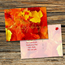 Herbst Rote Blätter glücklich Erntedankfest Postkarte