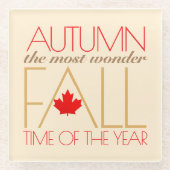 Herbst Rote Blätter Word Art Wonder Fall ... Glasuntersetzer (Vorderseite)