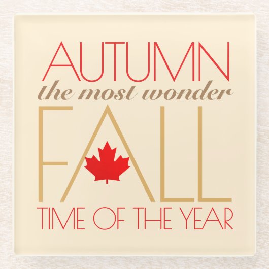 Herbst Rote Blätter Word Art Wonder Fall ... Glasuntersetzer (Vorderseite)