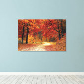 Herbst Rote Jahreszeit Landschaft gestreiften Canv Leinwanddruck (Insitu (Holzboden))