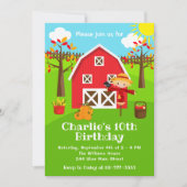 Herbst Roter Barnyard Geburtstag Einladung (Vorderseite)