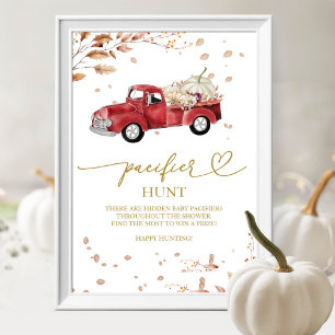 Herbst-Rottruck-Schnuller-Jagd-Baby-Shower-Spiel-S Poster