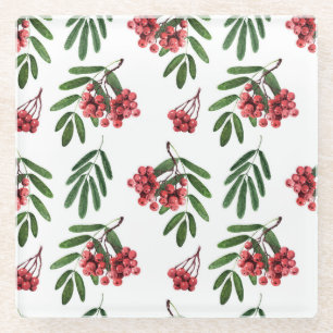 Herbst Rowan, helles Aquarellfeld. Glasuntersetzer