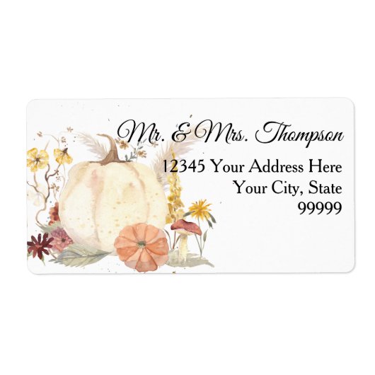 Herbst Rücksendeadresse Bläserweiße Pumpkin (Vorne)