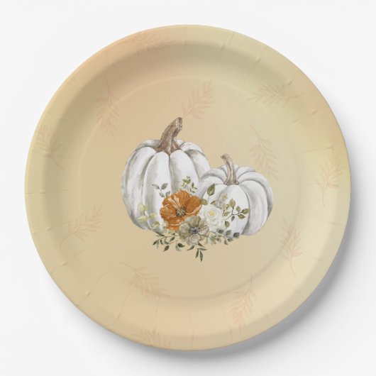 Herbst-Rust-White Pumpkins Hochzeit Pappteller (Vorderseite)