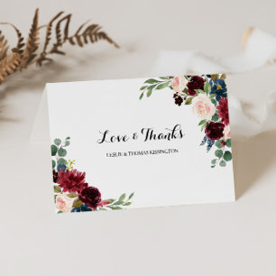 Herbst Rustic Dazzling Burgundy Wedding Vielen Dan Dankeskarte