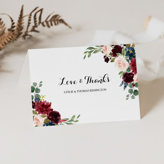 Herbst Rustic Dazzling Burgundy Wedding Vielen Dan Dankeskarte