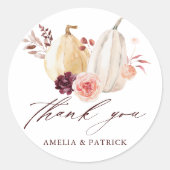 Herbst Rustic Pumpkin Herbsthochzeit Vielen Dank Runder Aufkleber (Vorderseite)