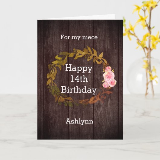 Herbst Rustikal 14. Geburtstag Nichte Karte (Gelbe Blume)