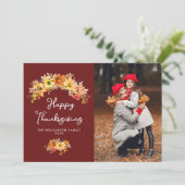 Herbst rustikal florale Happy Thanksgiving Karte (Stehend Vorderseite)