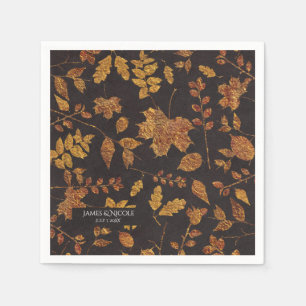 Herbst-Rustikal-Goldene-Blätter-Elegante-Hochzeit Serviette