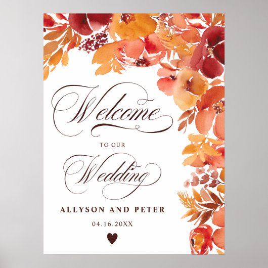 Herbst rustikale bemalte Blumengestelle Hochzeitse Poster (Vorne)