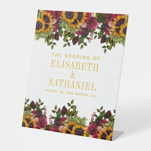 Herbst rustikale Blumenheiraten Namen willkommen Sockelschild (Vorderseite)