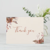 Herbst Rustikale Blumenschrift Dankeskarte (Stehend Vorderseite)