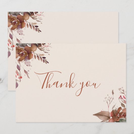 Herbst Rustikale Blumenschrift Dankeskarte (Vorne/Hinten)