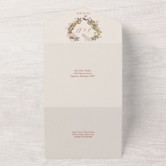 Herbst Rustikale Blumenzettel UAWG Hochzeit All In One Einladung (Außenbereich)