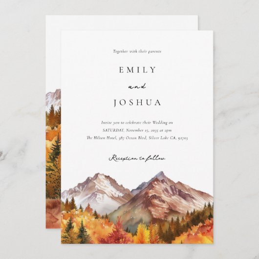 Herbst Rustikale Boho Hochzeit Einladung (Vorne/Hinten)