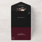 Herbst Rustikale Burgund Bläserblütenhochzeit All In One Einladung (Außenbereich)