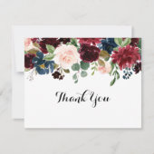 Herbst Rustikale Burgundy Calligraphy Flat Wedding Dankeskarte (Vorderseite)