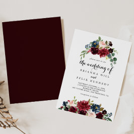 Herbst Rustikale Burgundy Kalligrafie die Hochzeit Einladung
