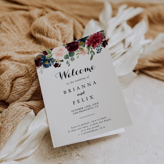 Herbst Rustikale Burgundy Kalligrafie geklappt Hoc Programm