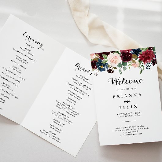 Herbst Rustikale Burgundy Kalligrafie geklappt Hoc Programm